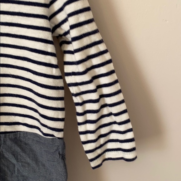 Navy white long sleeved chambray tunic dress - Picture 4 of 9